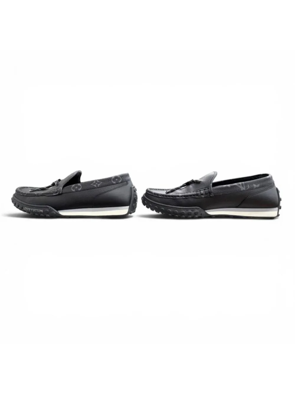 Louis Vuitton LV Line Monogram Flower Leather Loafers Driving Shoes 7.5